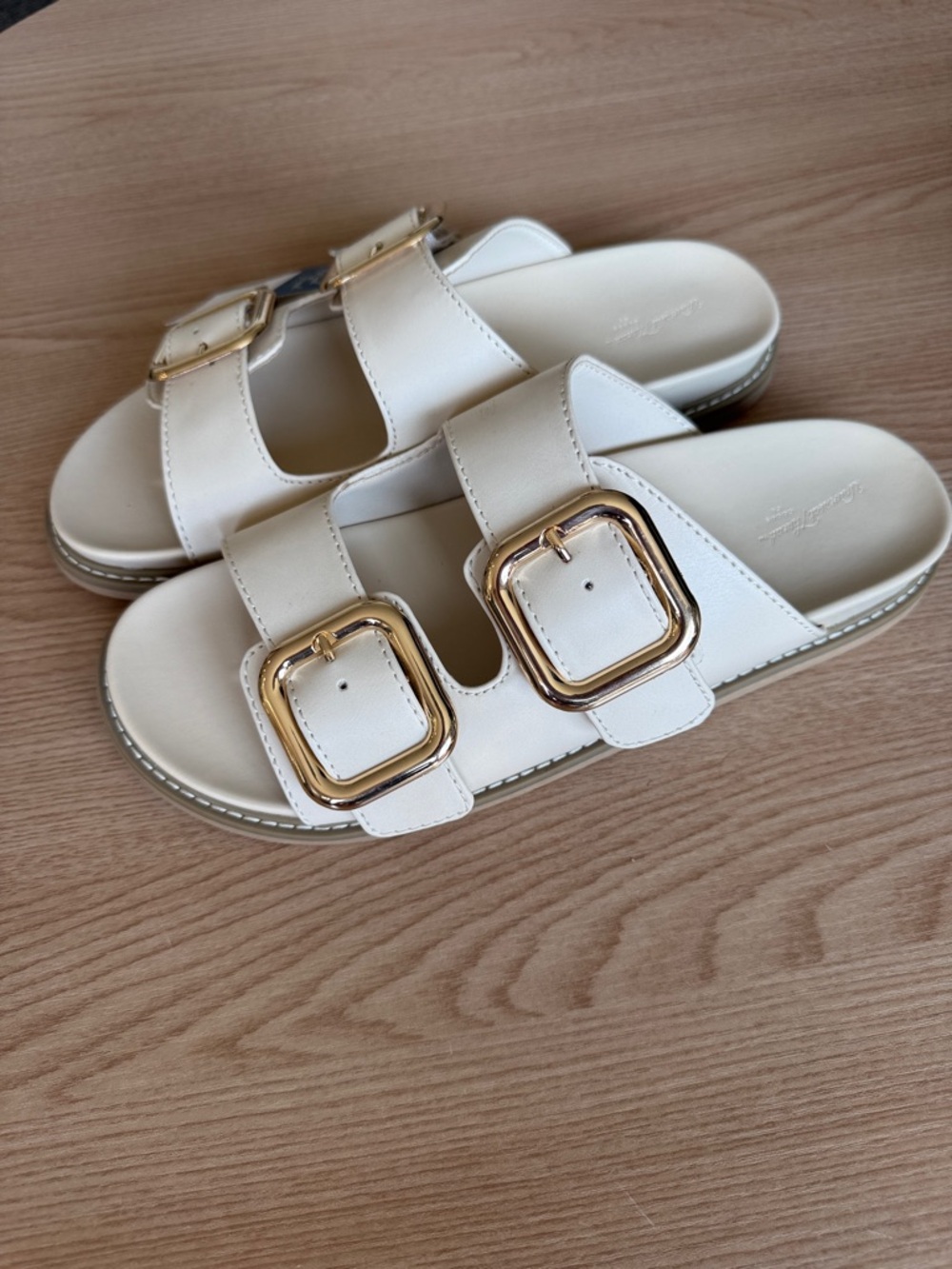 Universal Thread Collin Double Buckle Slide Sandals Off White Size 11 NWT